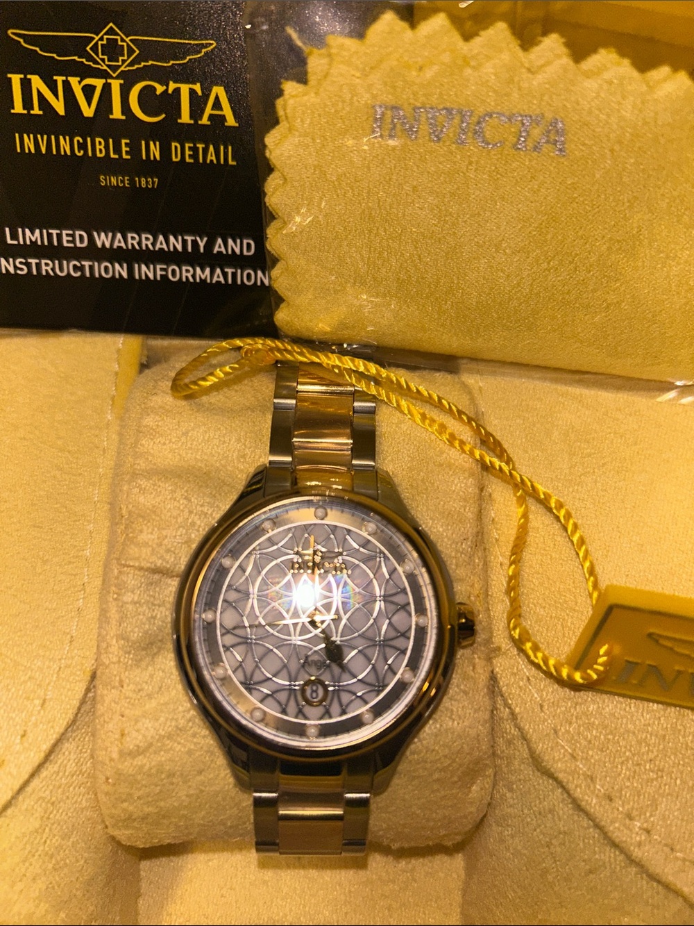 Invicta Two-Tone Silver and Gold Women's Watch with Geometric White Dial - Picture 2 of 6